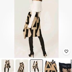 Ralph Lauren Black and Tan Geometric Pencil Skirt